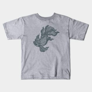 Lined hand drawn betta fish. Kids T-Shirt